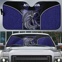 New Zealand Aotearoa Auto Sun Shade Blue Marlin Fishing Maori Pattern LT05 Black - Polynesian Pride