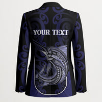Personalised New Zealand Aotearoa Blazer Blue Marlin Fishing Maori Pattern LT05 - Polynesian Pride