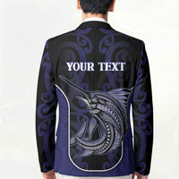 Personalised New Zealand Aotearoa Blazer Blue Marlin Fishing Maori Pattern LT05 - Polynesian Pride