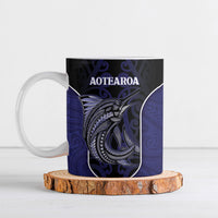 Personalised New Zealand Aotearoa Ceramic Mug Blue Marlin Fishing Maori Pattern