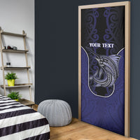 Personalised New Zealand Aotearoa Door Cover Blue Marlin Fishing Maori Pattern