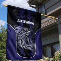 New Zealand Aotearoa Garden Flag Blue Marlin Fishing Maori Pattern