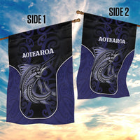 New Zealand Aotearoa Garden Flag Blue Marlin Fishing Maori Pattern