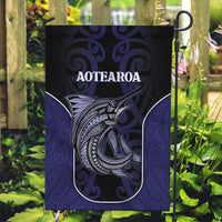 New Zealand Aotearoa Garden Flag Blue Marlin Fishing Maori Pattern
