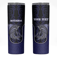 Personalised New Zealand Aotearoa Skinny Tumbler Blue Marlin Fishing Maori Pattern
