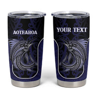 Personalised New Zealand Aotearoa Tumbler Cup Blue Marlin Fishing Maori Pattern LT05 Black - Polynesian Pride