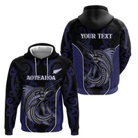 Personalised New Zealand Aotearoa Zip Hoodie Blue Marlin Fishing Maori Pattern LT05 - Polynesian Pride
