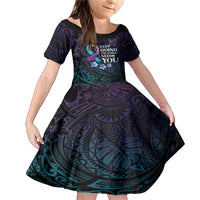 Polynesia Suicide Prevention Awareness Family Matching Mermaid Dress and Hawaiian Shirt Keep Going The World Needs You