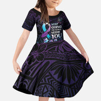 Polynesia Suicide Prevention Awareness Kid Short Sleeve Dress Keep Going The World Needs You