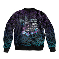 Polynesia Suicide Prevention Awareness Sleeve Zip Bomber Jacket Keep Going The World Needs You