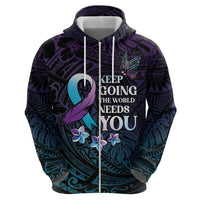 Polynesia Suicide Prevention Awareness Zip Hoodie Keep Going The World Needs You