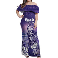 Aloha Hawaii Kauai Island Off Shoulder Maxi Dress Hula Till You Drop