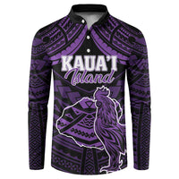 Personalised Hawaii Kauai Island Button Sweatshirt Rooster Tribal Tattoo Simple Style LT05 Purple - Polynesian Pride