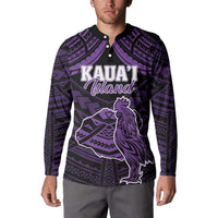 Personalised Hawaii Kauai Island Button Sweatshirt Rooster Tribal Tattoo Simple Style LT05 - Polynesian Pride