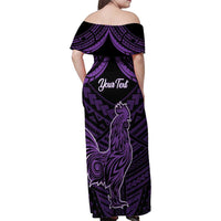 Personalised Hawaii Kauai Island Family Matching Off Shoulder Maxi Dress and Hawaiian Shirt Rooster Tribal Tattoo Simple Style