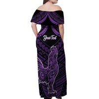 Personalised Hawaii Kauai Island Off Shoulder Maxi Dress Rooster Tribal Tattoo Simple Style