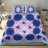 Cook Islands Tivaevae Quilt Bedding Set Sky Blue - Polynesian Pride