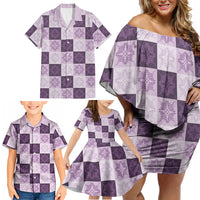 Lavender Manta Ray Hawaiian Quilt Motif Family Matching Off Shoulder Short Dress and Hawaiian Shirt LT05 - Polynesian Pride