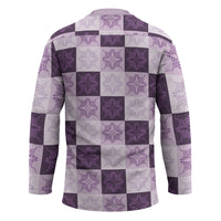 Lavender Manta Ray Hawaiian Quilt Motif Hockey Jersey