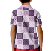 Lavender Manta Ray Hawaiian Quilt Motif Kid Polo Shirt