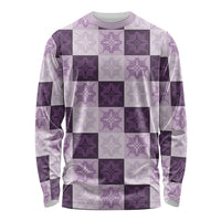 Lavender Manta Ray Hawaiian Quilt Motif Long Sleeve Shirt