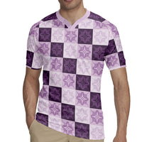 Lavender Manta Ray Hawaiian Quilt Motif Rugby Jersey