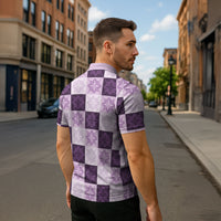 Lavender Manta Ray Hawaiian Quilt Motif Zipper Polo Shirt LT05 - Polynesian Pride