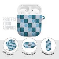 Cyan Manta Ray Hawaiian Quilt Motif AirPods Case