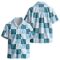 Cyan Manta Ray Hawaiian Quilt Motif Kid Hawaiian Shirt