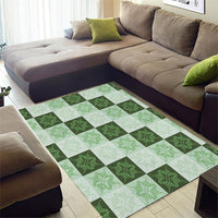 Sage Green Manta Ray Hawaiian Quilt Motif Area Rug