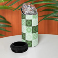 Sage Green Manta Ray Hawaiian Quilt Motif 4 in 1 Can Cooler Tumbler