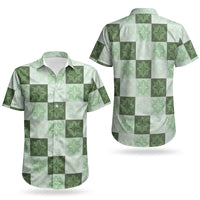 Sage Green Manta Ray Hawaiian Quilt Motif Couples Matching Mermaid Dress and Hawaiian Shirt