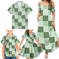Sage Green Manta Ray Hawaiian Quilt Motif Family Matching Summer Maxi Dress and Hawaiian Shirt LT05 - Polynesian Pride