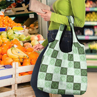 Sage Green Manta Ray Hawaiian Quilt Motif Grocery Bag