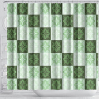 Sage Green Manta Ray Hawaiian Quilt Motif Shower Curtain