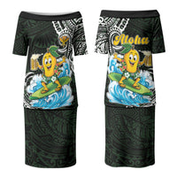 Aloha Hawaii Mango Surfing Couples Matching Puletasi and Hawaiian Shirt Polynesian Style