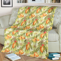 Vintage Hawaii Mango Blanket Yellow Green Hawaiian Palaka