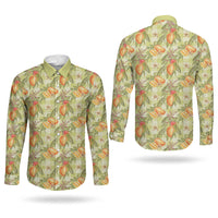 Vintage Hawaii Mango Couples Matching Mermaid Dress and Long Sleeve Button Shirt Yellow Green Hawaiian Palaka