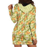 Vintage Hawaii Mango Hoodie Dress Yellow Green Hawaiian Palaka
