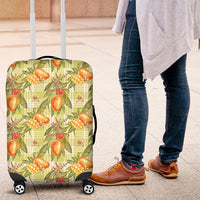 Vintage Hawaii Mango Luggage Cover Yellow Green Hawaiian Palaka