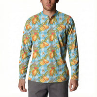 Vintage Hawaii Mango Button Sweatshirt Blue Hawaiian Palaka