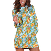 Vintage Hawaii Mango Hoodie Dress Blue Hawaiian Palaka