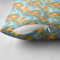 Vintage Hawaii Mango Pillow Cover Blue Hawaiian Palaka
