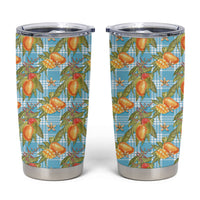 Vintage Hawaii Mango Tumbler Cup Blue Hawaiian Palaka