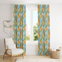 Vintage Hawaii Mango Window Curtain Blue Hawaiian Palaka