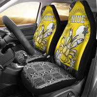 Happy Niue Constitution Day Car Seat Cover Niuean Crab Hiapo Pattern Yellow Version