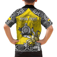 Personalised Happy Niue Constitution Day Kid Hawaiian Shirt Niuean Crab Hiapo Pattern Yellow Version LT05 - Polynesian Pride