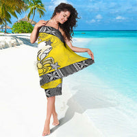 Happy Niue Constitution Day Sarong Niuean Crab Hiapo Pattern Yellow Version