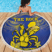 Niue The Rock Beach Blanket Niuean Crab Hiapo Pattern Blue Version