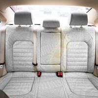 Niue White Sunday Back Car Seat Cover Niuean Hiapo With Puakenikeni Lei